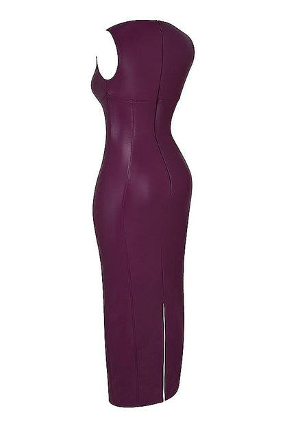 Maxi Jurk in Leerlook – Bruin, Zwart of Paars