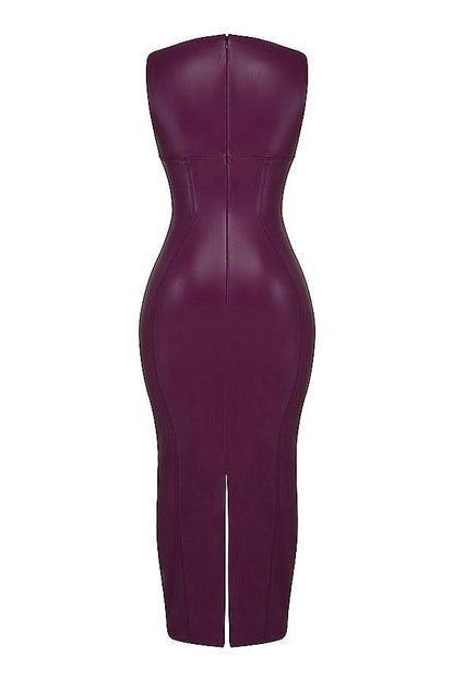 Maxi Jurk in Leerlook – Bruin, Zwart of Paars