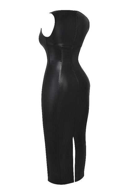 Maxi Jurk in Leerlook – Bruin, Zwart of Paars