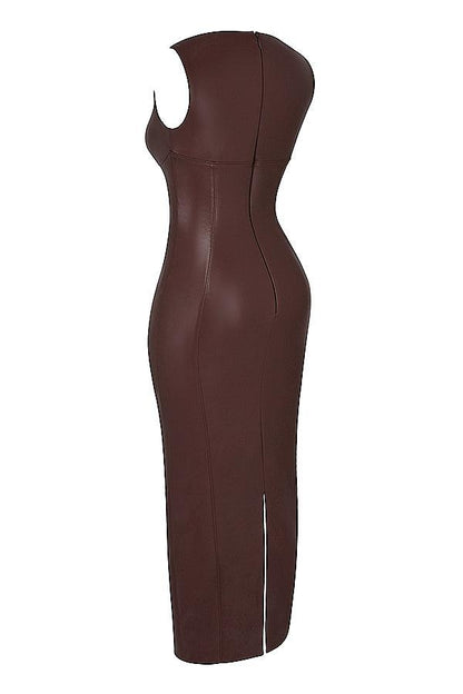 Maxi Jurk in Leerlook – Bruin, Zwart of Paars