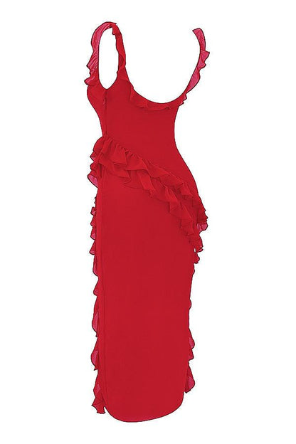 Maxi Jurk met Ruches in Vier Kleuren