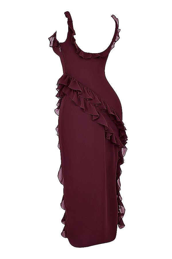 Maxi Jurk met Ruches in Vier Kleuren