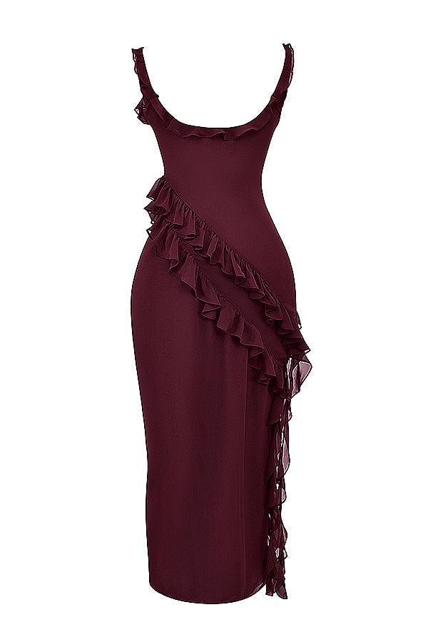 Maxi Jurk met Ruches in Vier Kleuren