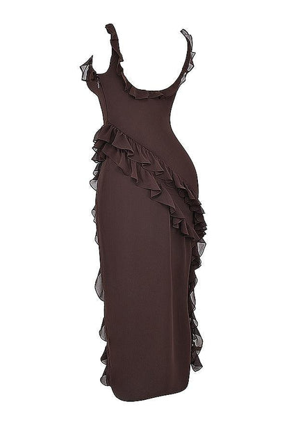 Maxi Jurk met Ruches in Vier Kleuren