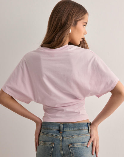 Dames T-shirt met Wijde Mouwen – Bruin, Wit, Roze of Zwart