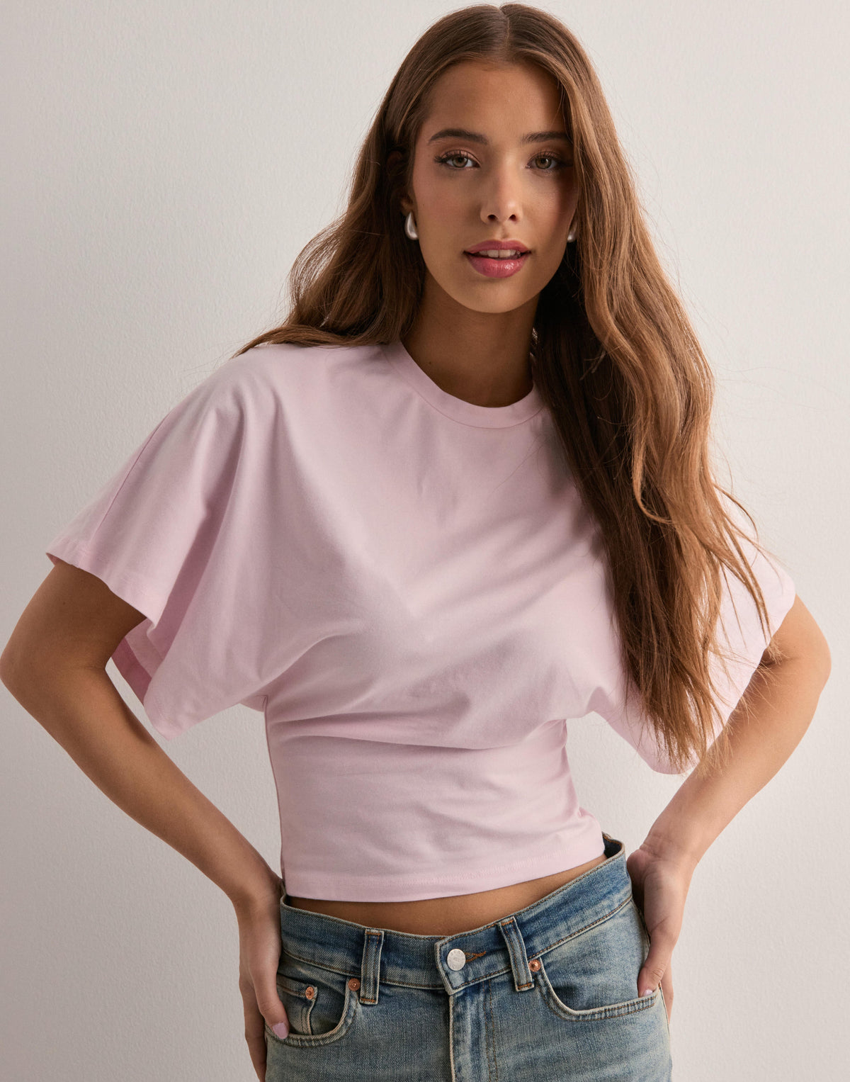 Dames T-shirt met Wijde Mouwen – Bruin, Wit, Roze of Zwart