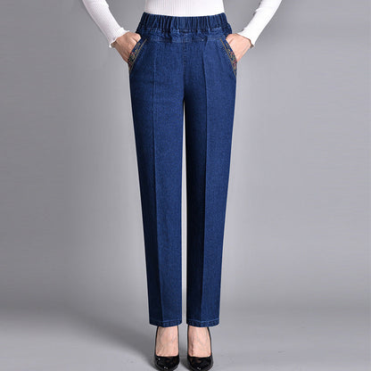 Dames Jeans met Zijzakken en Elastische Taille