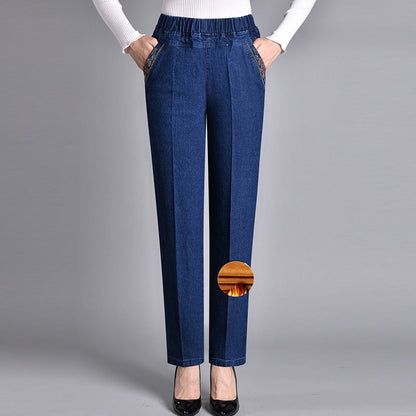Dames Jeans met Zijzakken en Elastische Taille
