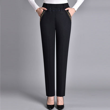 Dames Jeans met Zijzakken en Elastische Taille