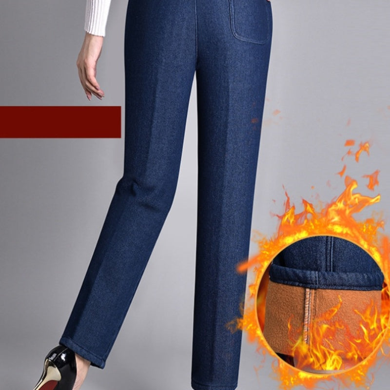 Dames Jeans met Zijzakken en Elastische Taille