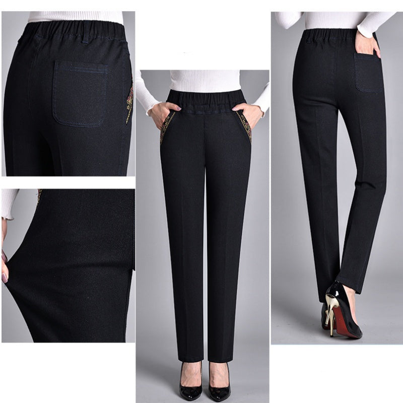 Dames Jeans met Zijzakken en Elastische Taille
