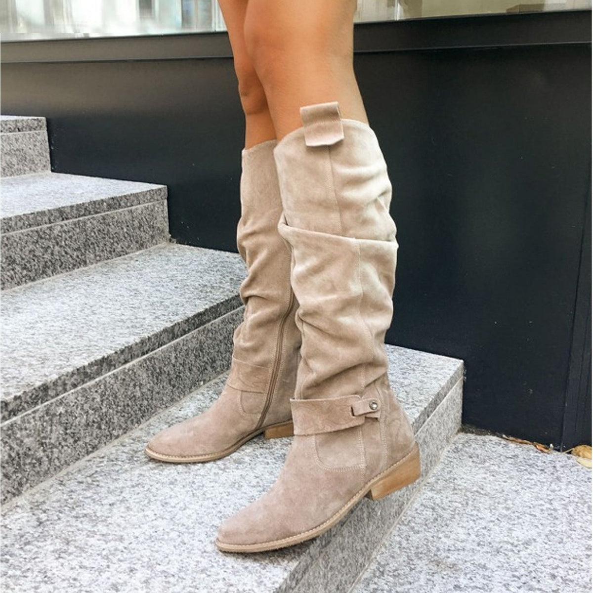 Dames Knielaarzen in Suède Look